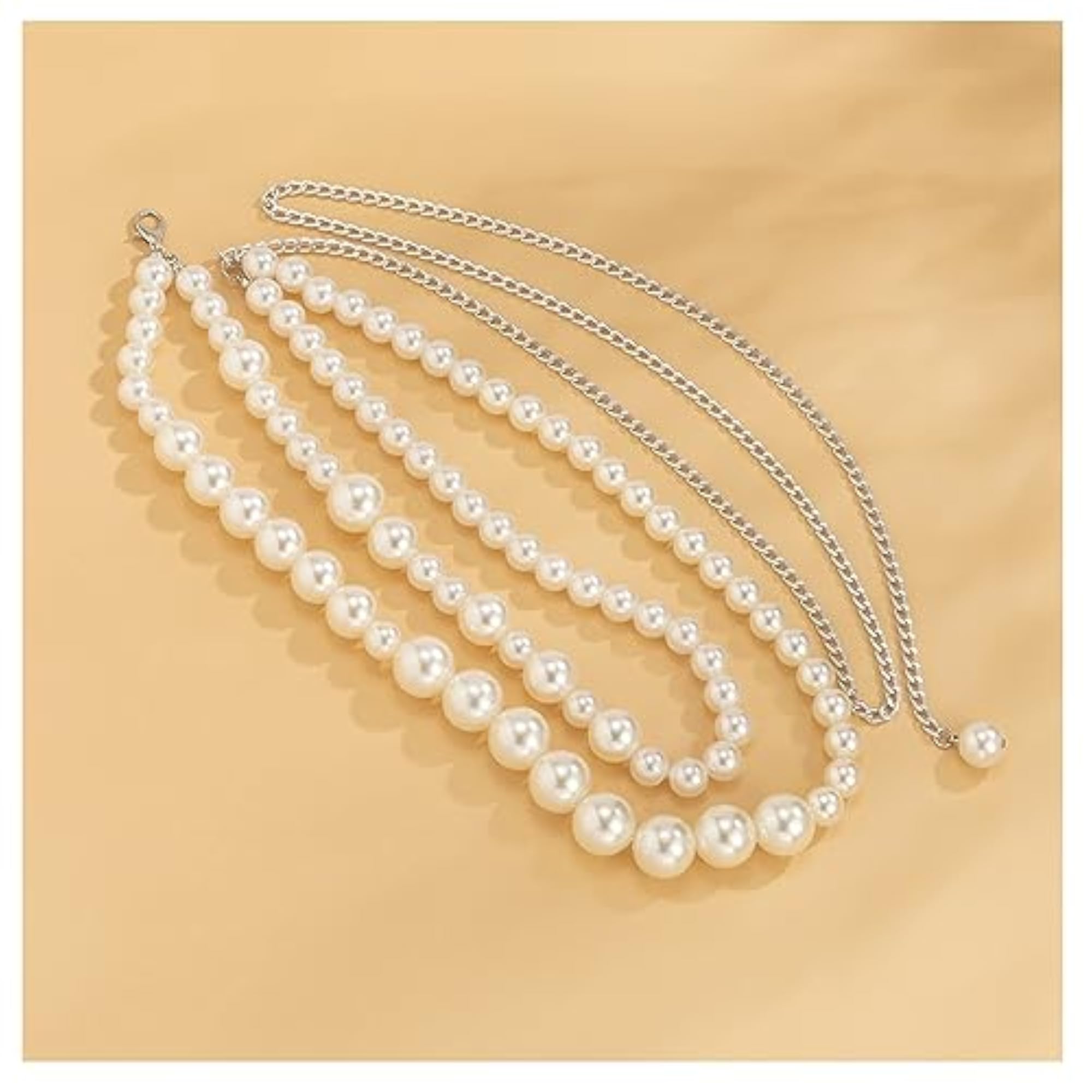 Women's Summer Multi-Layered Long Big Pearl Waist Chain Belt